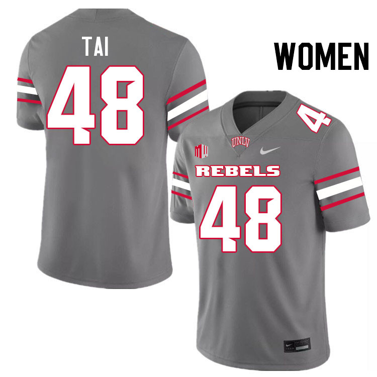 Women #48 Halatoa Tai UNLV Rebels College Football Jerseys Stitched-Grey